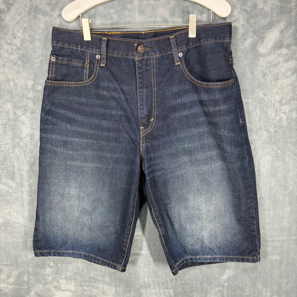 Levis 569 Loose Straight Denim Shorts Mens 32 Dark Wash Blue Jorts